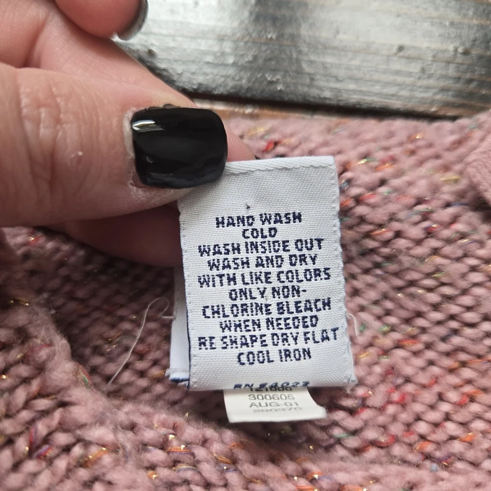 Baby Gap 12-18M Pink Marled Knit Sweater Mock Neck Button Shoulder Confetti Top